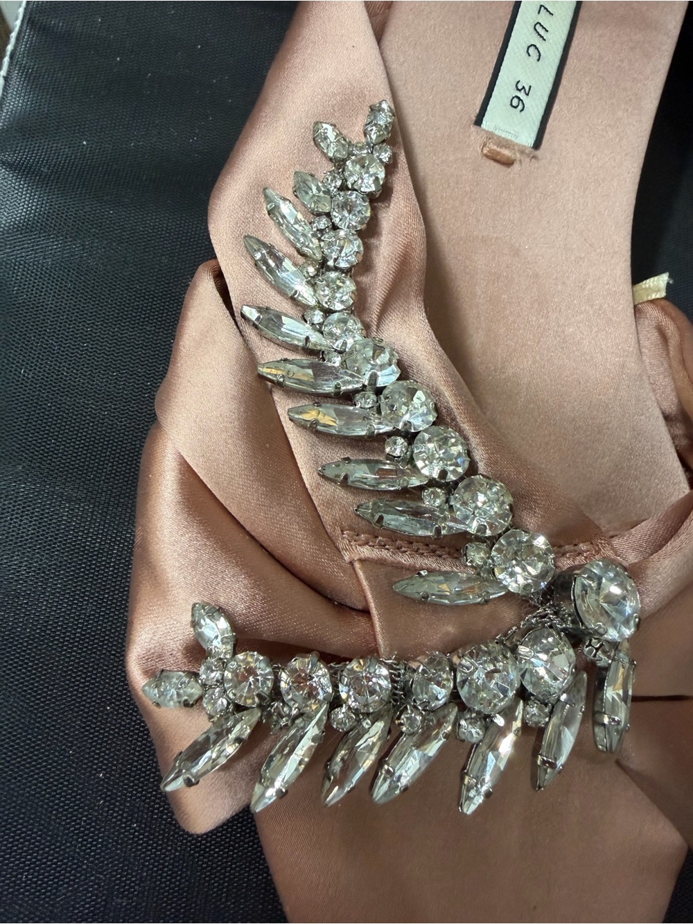 Zara Rose Pink Satin Crystal-Embellished Slide Mules - Picture 2 of 5